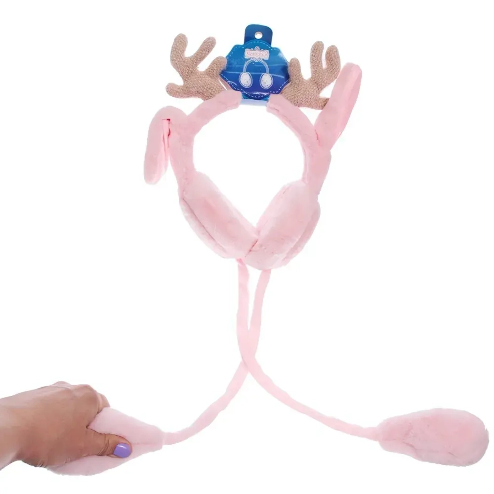 Наушники меховые с двигающимися ушками «Santa's Friend», цвет розовый ( подвес Ultramarine)