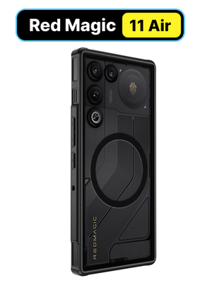 Чехол с Магсейф для Nubia Red Magic 11 Air прозрачный матовый с черным бортом WLONS