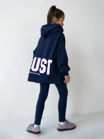 Костюм для девочки, толстовка и леггинсы, синий