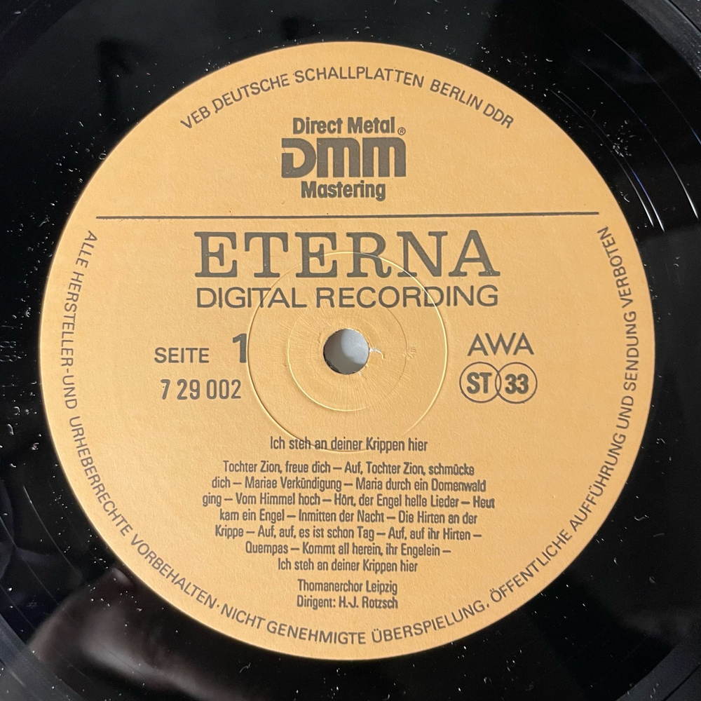Винтажная виниловая пластинка LP Thomanerchor Leipzig, Hans Joachim Rotzsch, Ich Steh An Deiner Krippen Hier У яслей я Твоих, Христос (ГДР 1989)