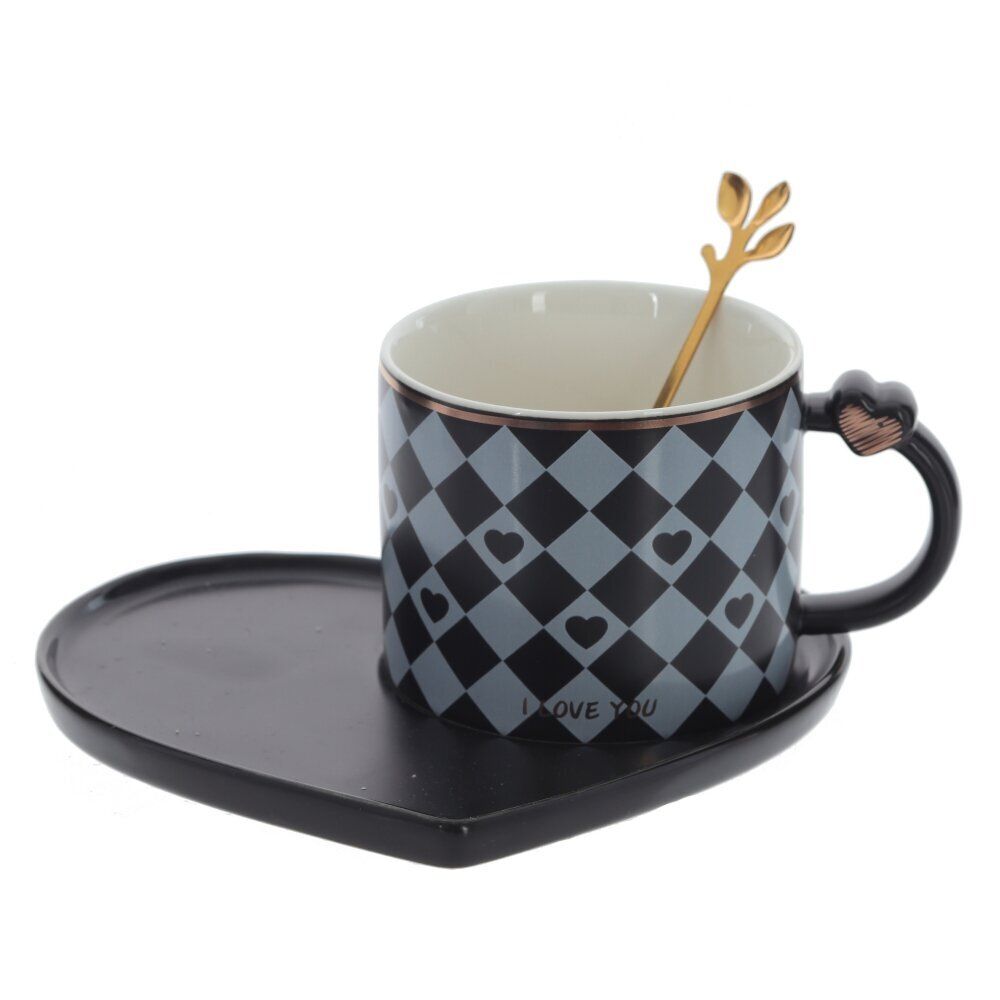 GAEM Кружка с блюдцем и ложкой, 220 мл, L16 W14 H7,5 см, 4в.