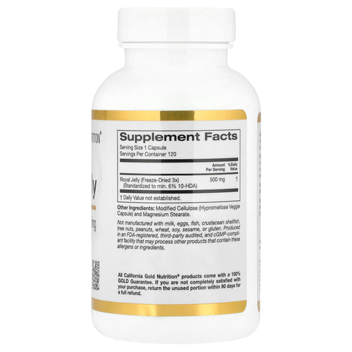 California Gold Nutrition, маточное молочко, сублимированный концентрат, 500 мг, 120 растительных капсул