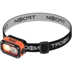 Фонарь налобный светодиодный ЭРА GA-812 Orange аккумуляторный 3+3 Bт сенсорное управление 5 режимов USB type C | Налобные фонари