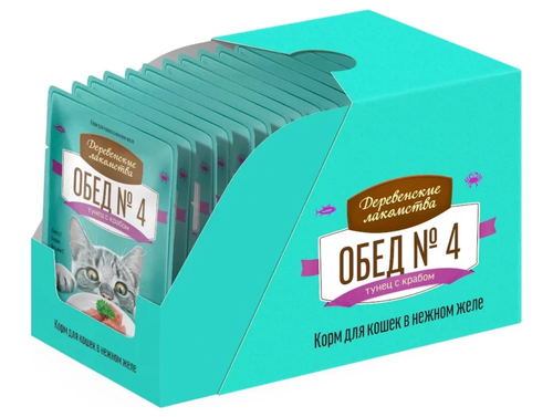 Деревенские лакомства корм консервированный для кошек обед №4 в желе пауч