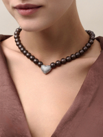 Колье "Autumn Heart Brown" Silver