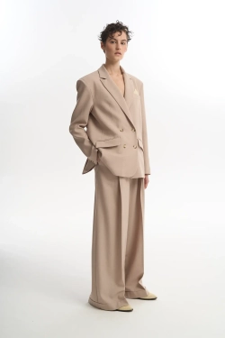 Брюки-палаццо со стрелками бежевые