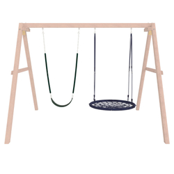 Деревянные неокрашенные качели с качелями гнездо 100 см и гибкими качелями