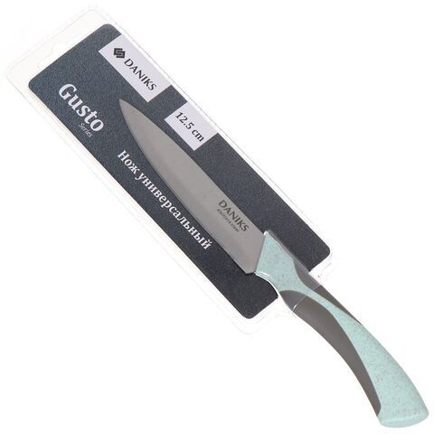 Нож кухонный Daniks, Gusto, универсал, сталь, 12.5 см, рук пласт, YW-A377B-UT