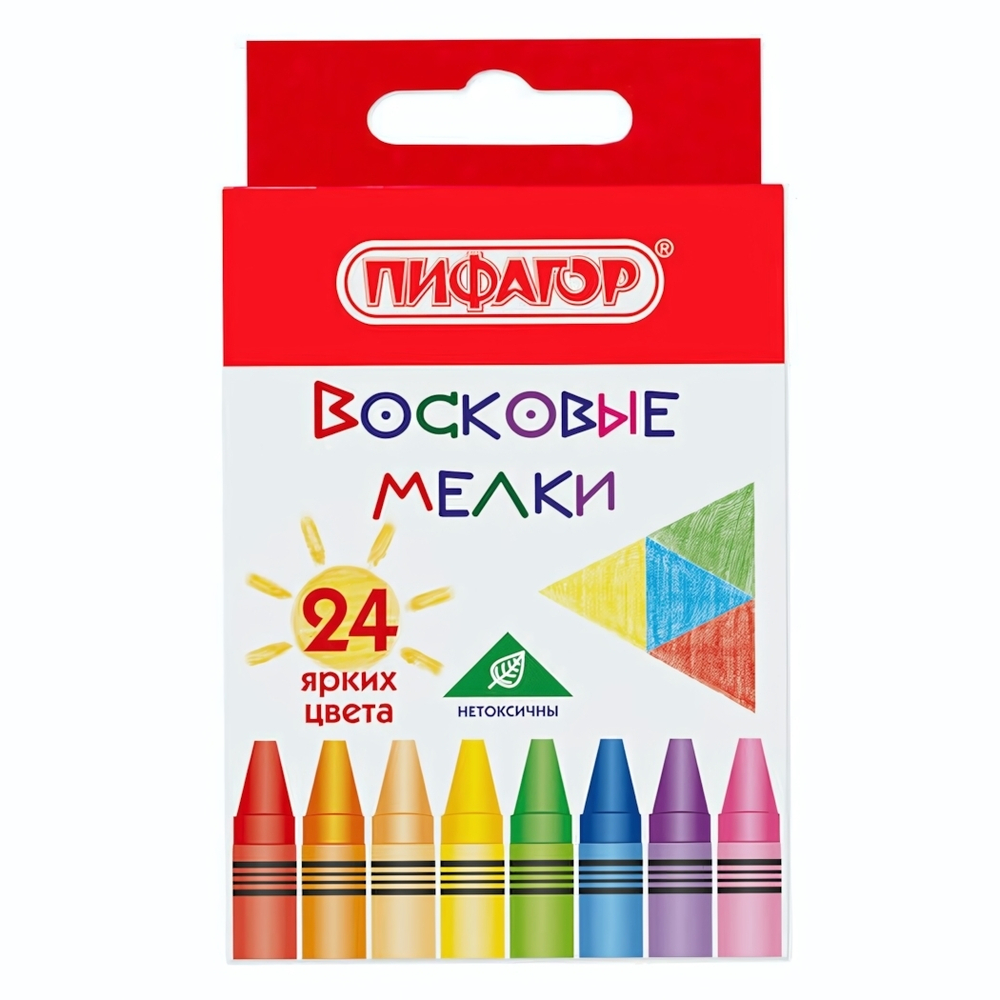 Мелки восковые 24цв. "Солнышко" (Пифагор)