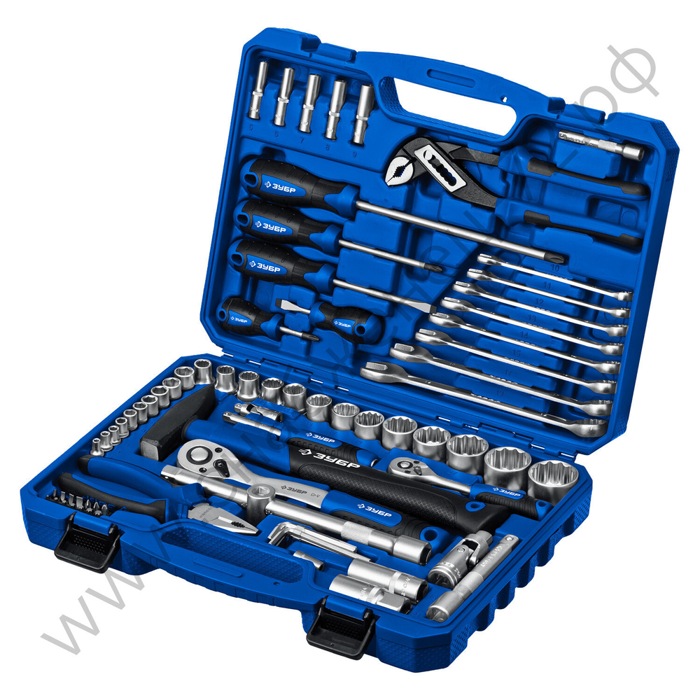 ЗУБР Универсал-76, 76 предм., (1/2″+ 1/4″), универсальный набор инструмента, Профессионал (27670-H76)