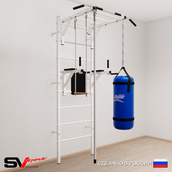 Шведская стенка Sv Sport усиленная 6461 (Турник рукоход/Брусья/Канат/Трапеция/Цепь/Мешок 15кг)