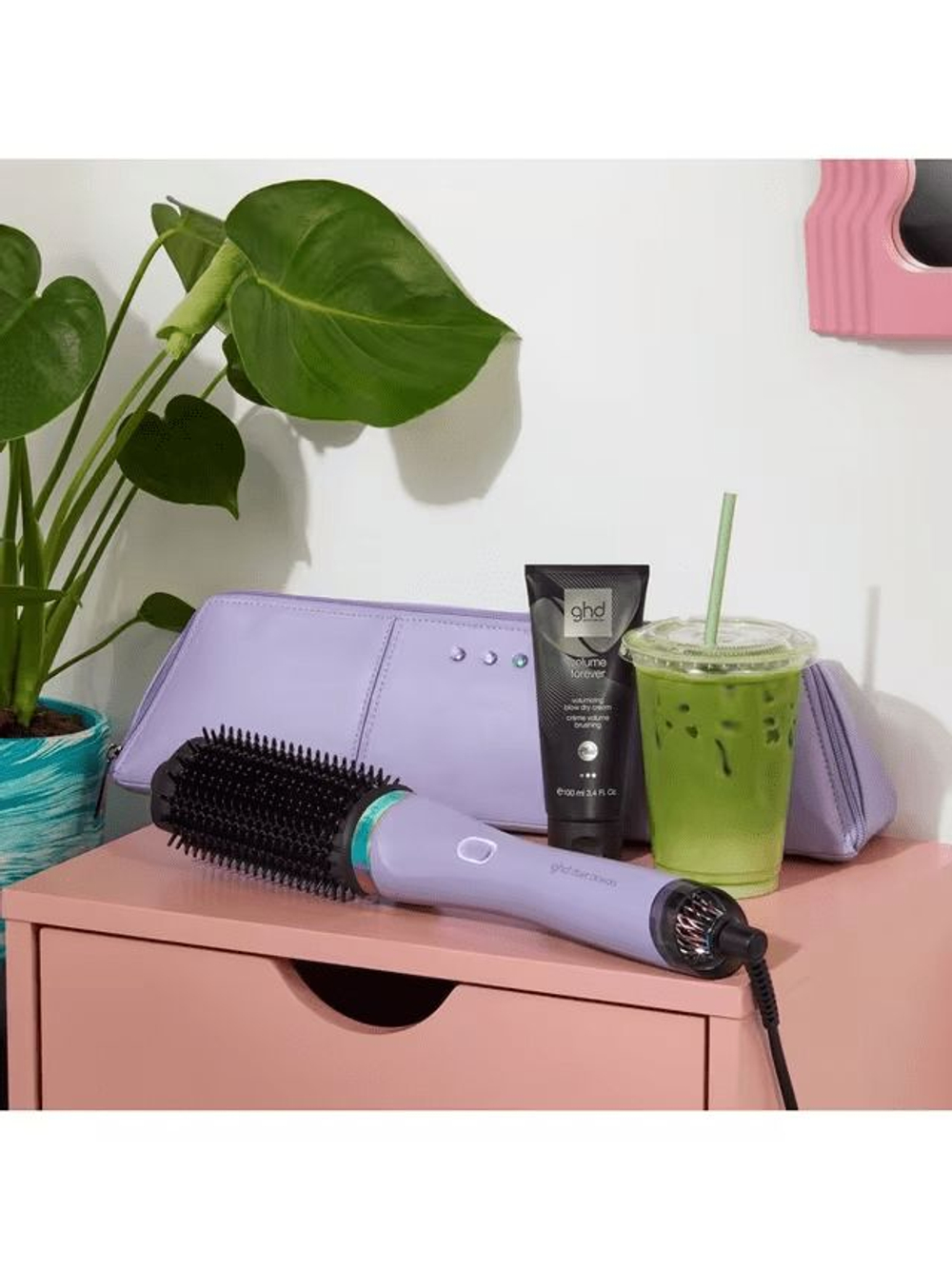 Фен-щётка ghd Duet Blowdry Galactic Lilac с термостойкой косметичкой и щёткой для чистки (набор)