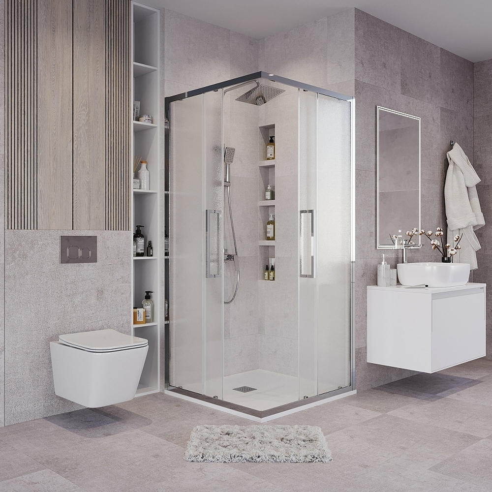 Душевой уголок Grossman Cosmo 100х100 300.K33.02.1010.10.02 профиль Хром стекло шиншилла
