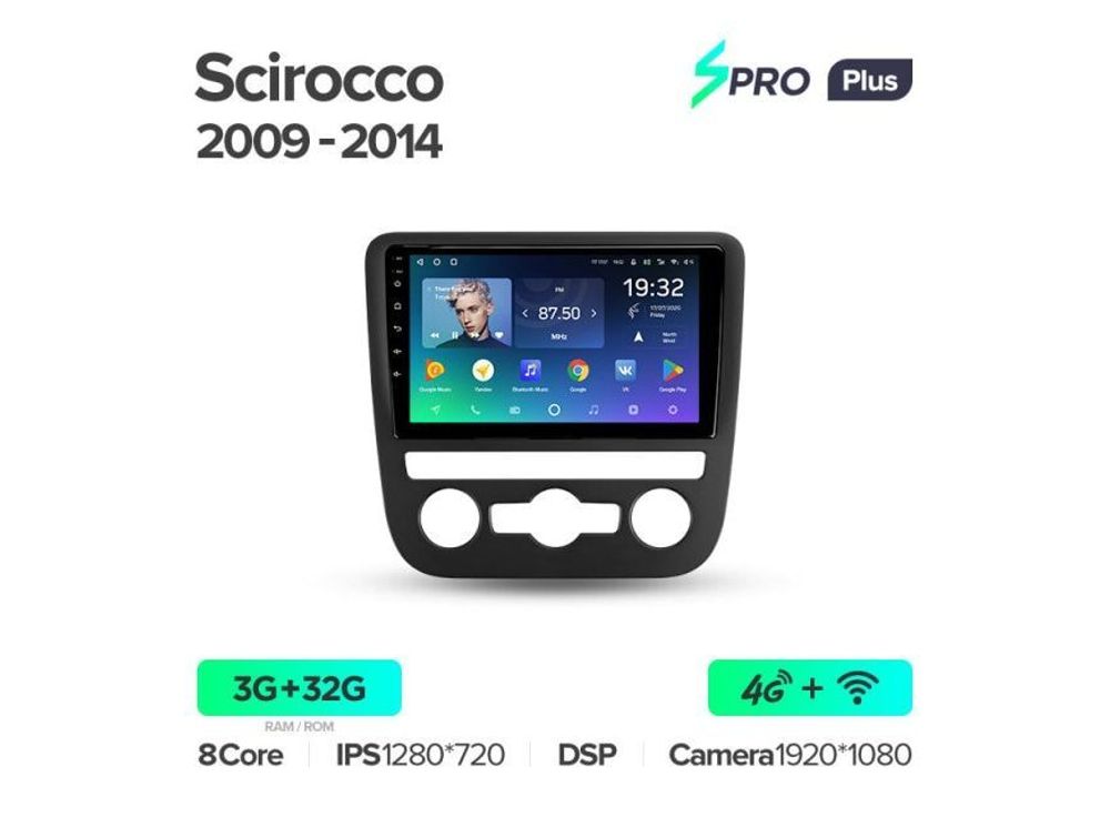 Магнитола Teyes SPRO Plus 3-32 Volkswagen Scirocco 2009 — 2014 9.0&quot;