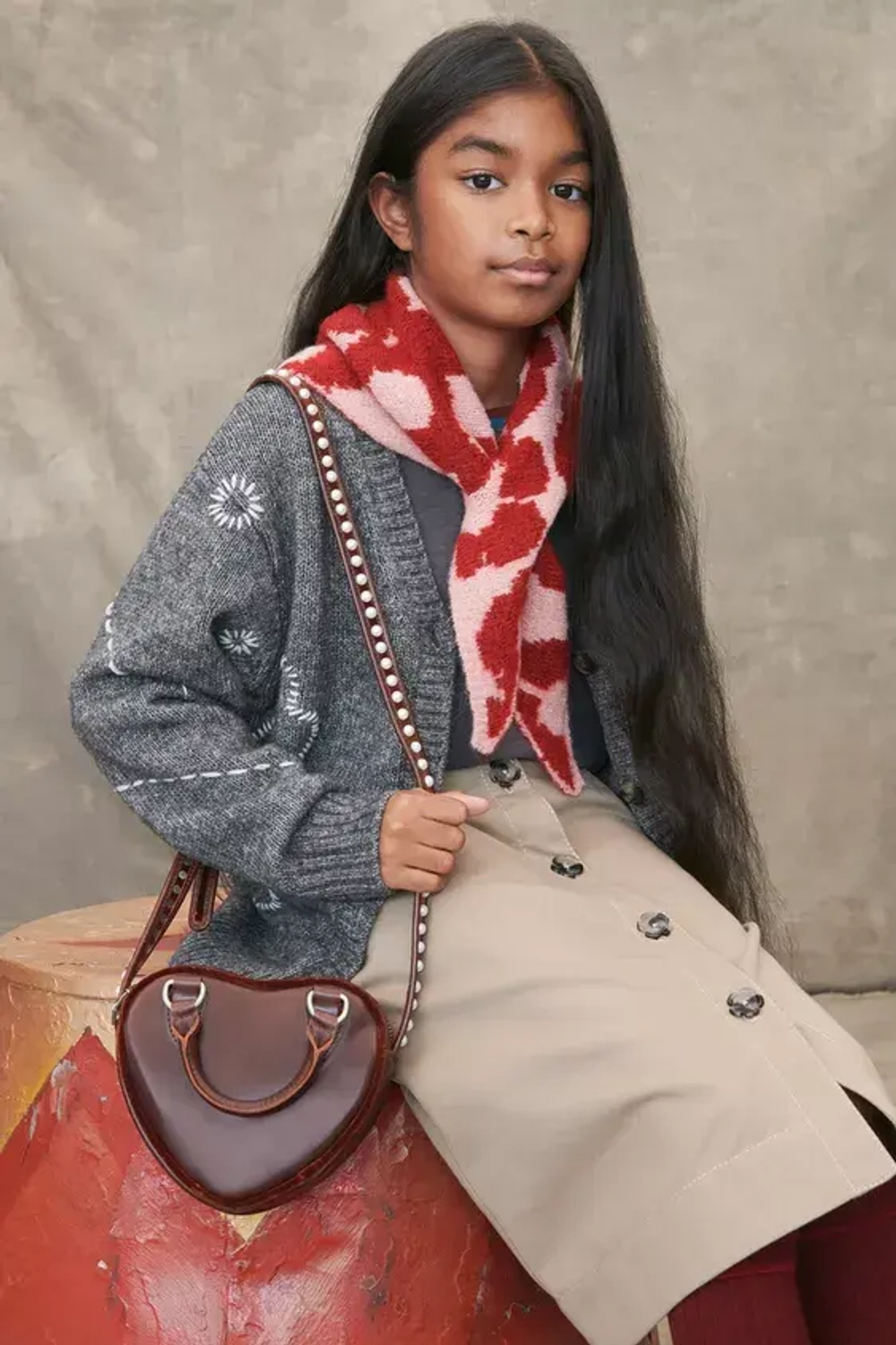 ZARA КОЖАНАЯ СУМКА ЧЕРЕЗ ПЛЕЧО С ЖЕМЧУГОМ В ФОРМЕ СЕРДЦА - LIMITED EDITION, КОРИЧНЕВЫЙ