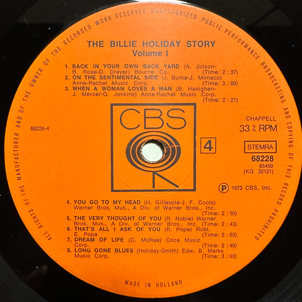 Billie Holiday - The Billie Holiday Story Volume I 2LP (Голландия 1973г.)