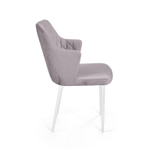 Стул с подлокотниками Hunt ромб, бархат светло-серый 26 / белый конус