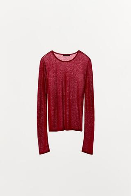 ZARA ФУТБОЛКА ИЗ 100% ШЕРСТИ, КЛУБНИЧНЫЙ