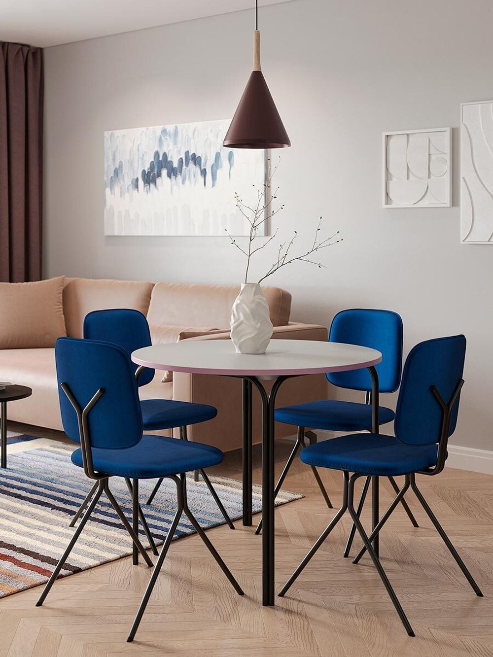 Панно декоративное с ручной росписью By Feel, 140х70 см, серо-голубое