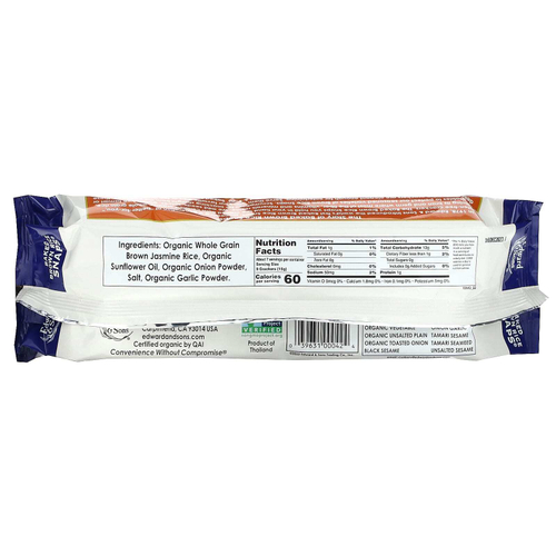Edward & Sons, Brown Rice Snaps, органические запеченные крекеры, обжаренный лук, 100 г (3,5 унции)