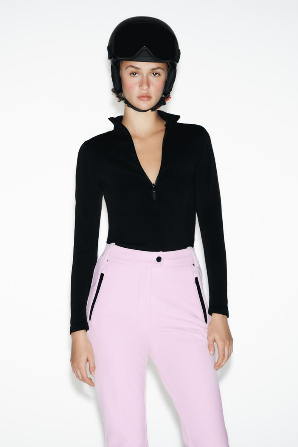 ZARA ВЕТРОЗАЩИТНЫЕ И ВОДОНЕПРОНИЦАЕМЫЕ БРЮКИ С ВЫСОКОЙ ПОСАДКОЙ, РОЗОВЫЙ