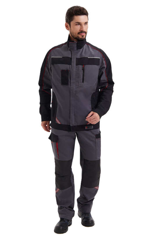 Костюм "Коста" куртка+брюки, цв. серый/черный/красный (тк.Tomboy)