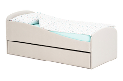 Детская мягкая кровать с ящиком Бельмарко Letmo ванильный велюр