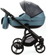 Детская коляска Adamex Lanti Deluxe 3 в 1 LN-SD42 (Т. СЕРАЯ. КОЖА + СЕРО-ГОЛУБ.КОЖА)