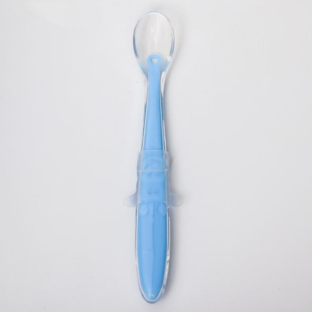 4768003 Ложка силиконовая детская "Жирафик", цвет голубой