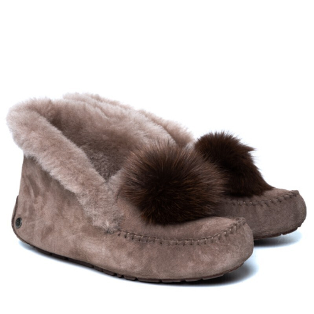 Мокасины Alena Pom Pom Chocolate