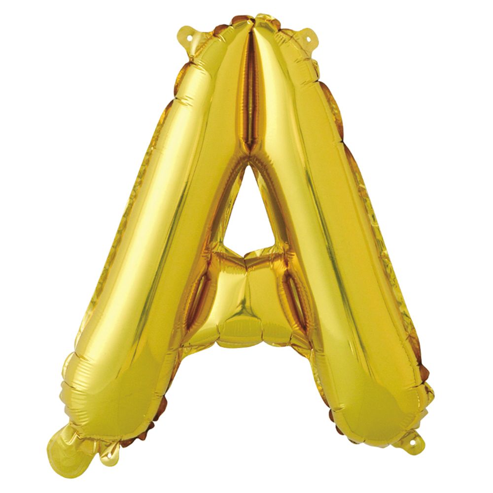 Фольгированный шар с клапаном (16''/41 см) Мини-буква, А, Золото, 1 шт. в упак.