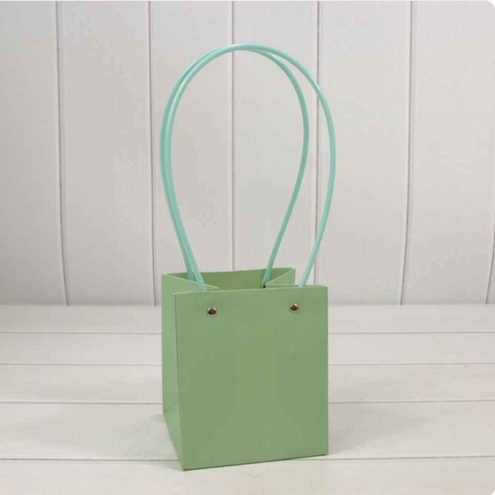 Пакет подарочный 15х13х13 Ваза для цветов (Зеленый)