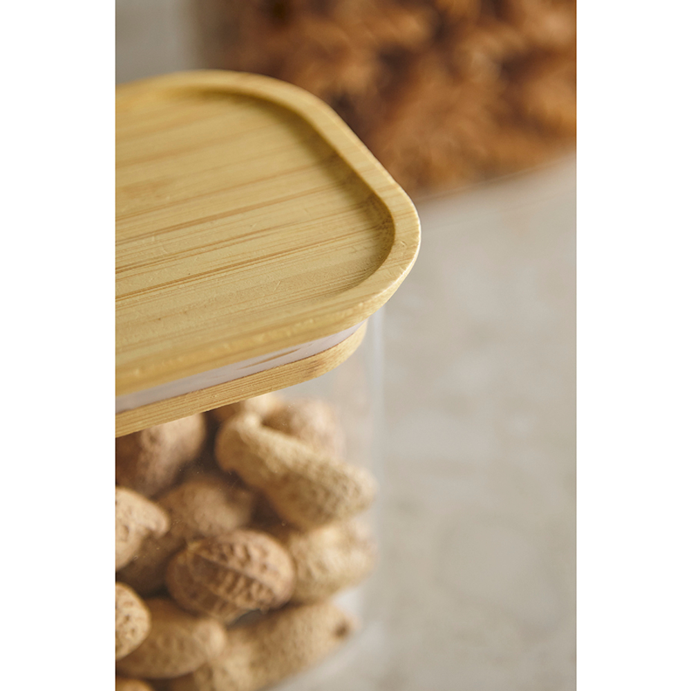 Банка для хранения прямоугольная glass bamboo, 600 мл