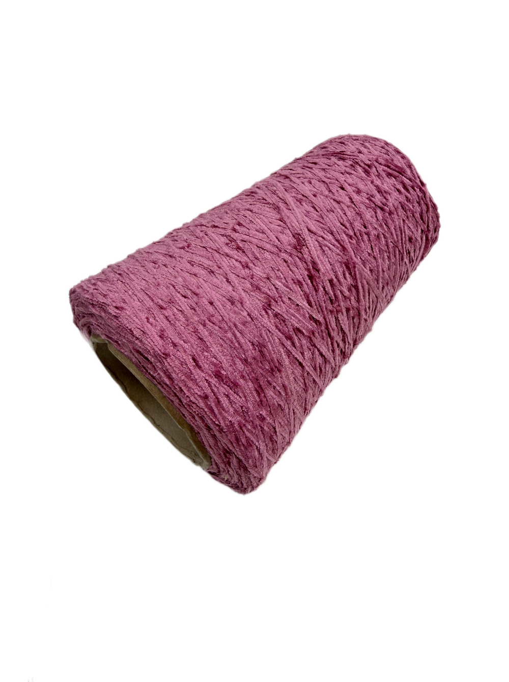 Пряжа на бобине 200г -100% натуральный шелк велюр ленточный (Италия) 100г-610м пурпурно- малиновый