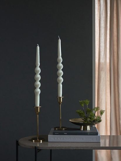 Набор из двух свечей светло-серого цвета из коллекции essential, 35 см