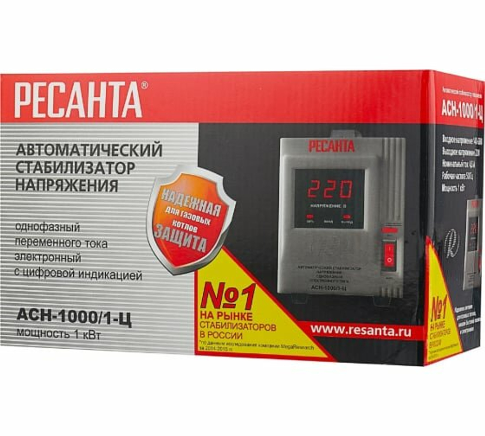 Стабилизатор РЕСАНТА АСН-1000/1-Ц, 1000Вт, 140-260В, напольный, 63/6/2