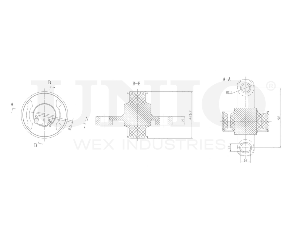 Сайлентблок передний правый заднего верхнего рычага UNIO RMP-20604