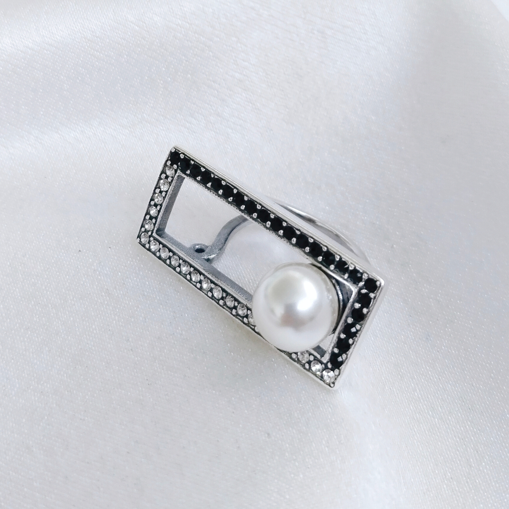 "Лицей" кольцо в серебряном покрытии из коллекции "Геометрия" от Jenavi