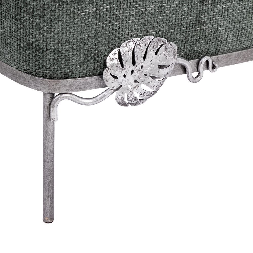 Банкетка Monstera Deliciosa (Монстера) Квадро Лазурный Античное серебро