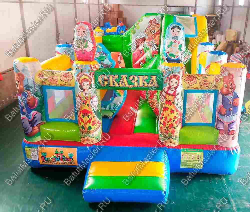 Коммерческий надувной батут "Русские сказки", 6x4x2.5 м.