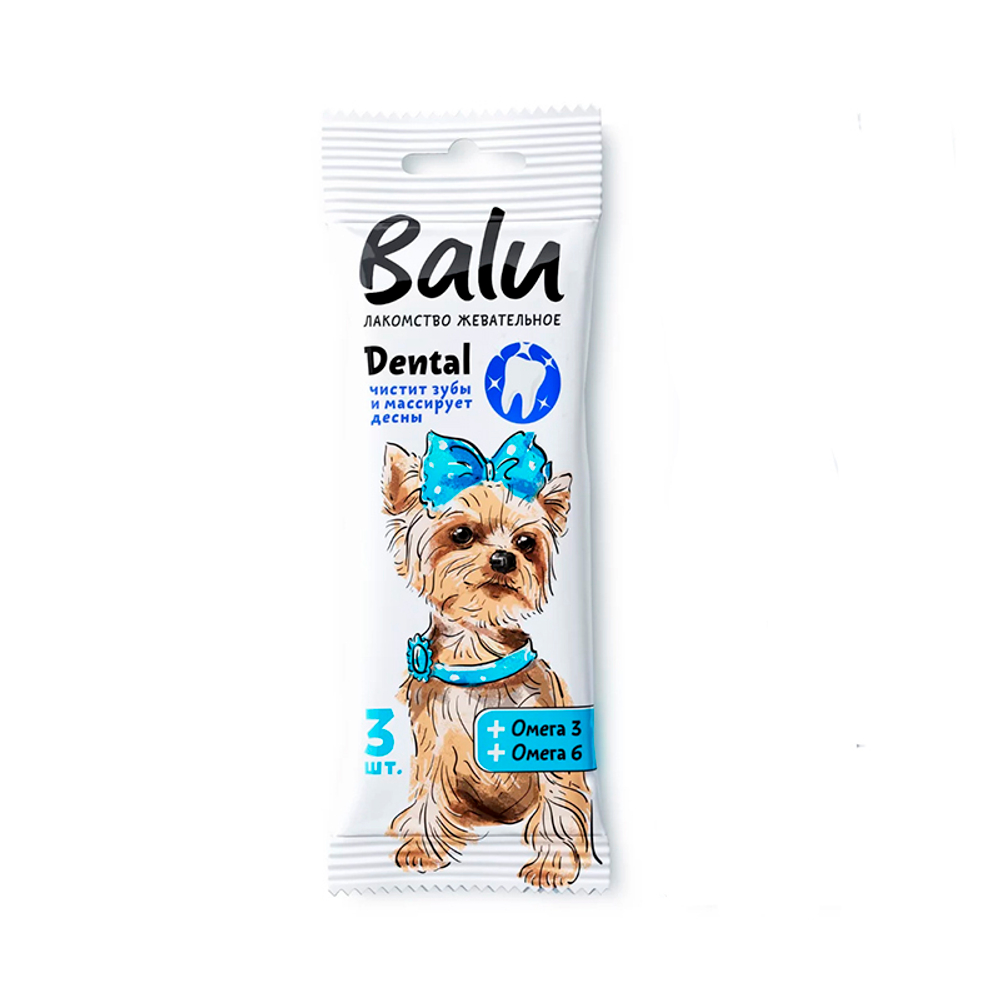 Лакомство BALU жевательное для собак малых и средних пород с Омега 3, Омега 6, 36 г