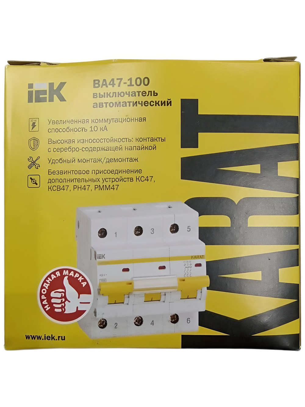 Выключатель автоматический 3Р 100А 10кА С IEK ВА47-100