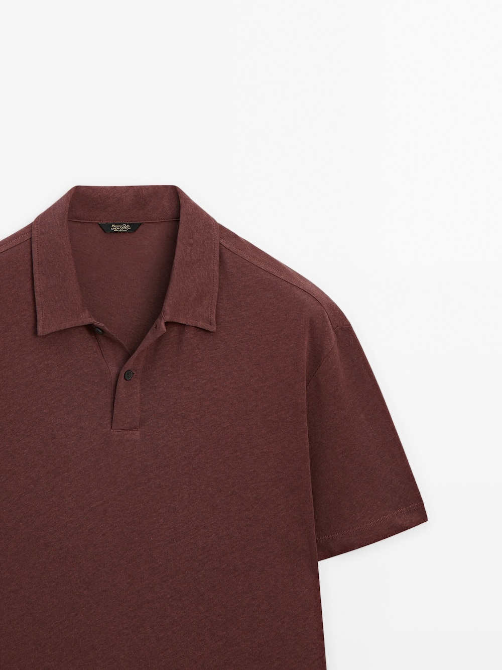 Massimo Dutti Поло из смесового льна с короткими рукавами, бордо