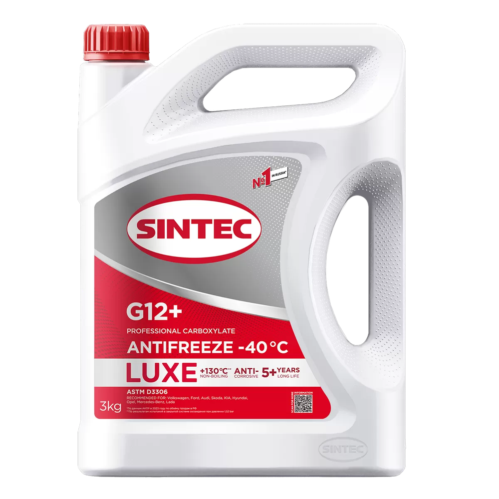 Антифриз Sintec Luxe G12+, красный, 3 кг