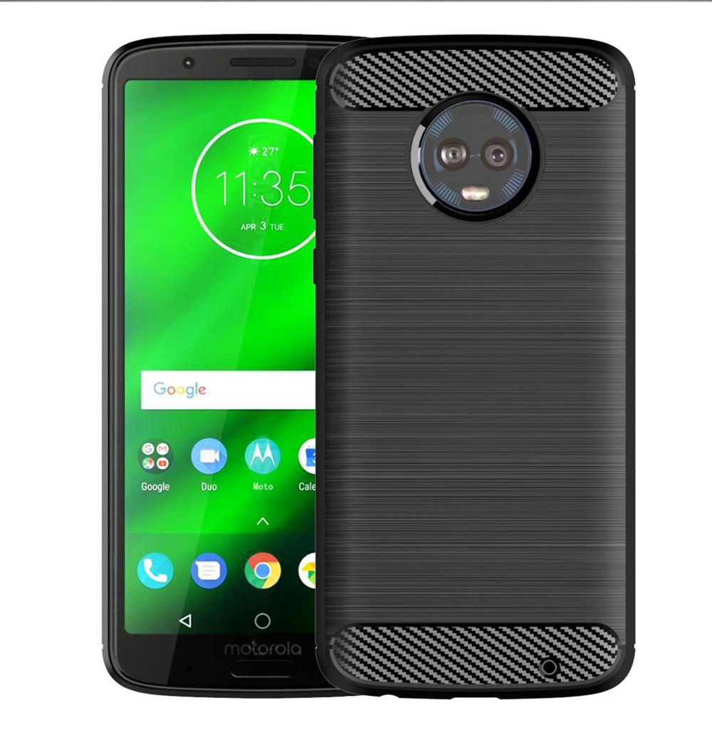 Чехол для Motorola Moto G6 Plus цвет Black (черный), серия Carbon от Caseport