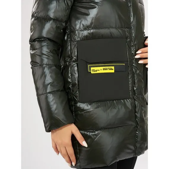 Куртка зимняя болотного цвета, размер 42