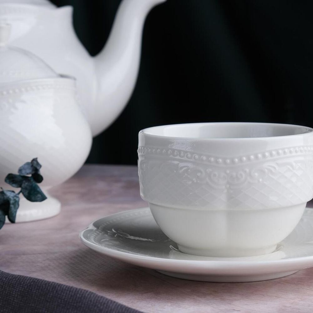 Кофейная пара 100 мл белая d 7,2 см h5,5 см Aristocrat Stackable Noble [6]