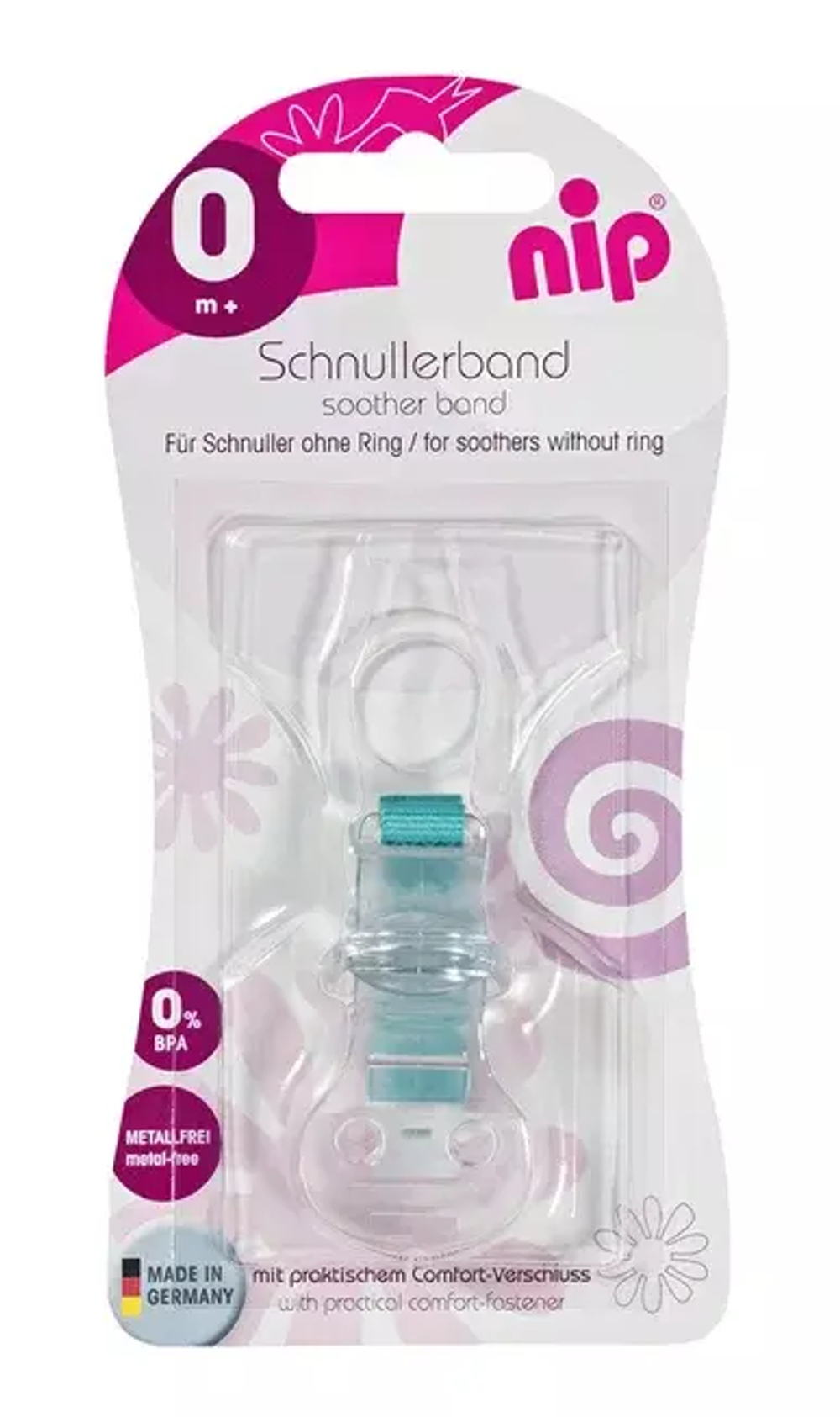 Держатель для пустышки NIP с кольцом бирюзовый