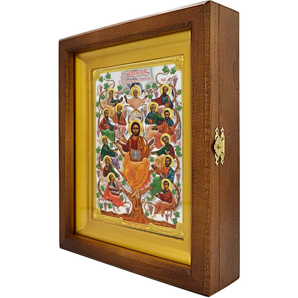 Древо жизни. Икона в серебряном окладе, в деревянном киоте.