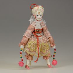 Ёлочная игрушка Клоунесса розовая в белом парике